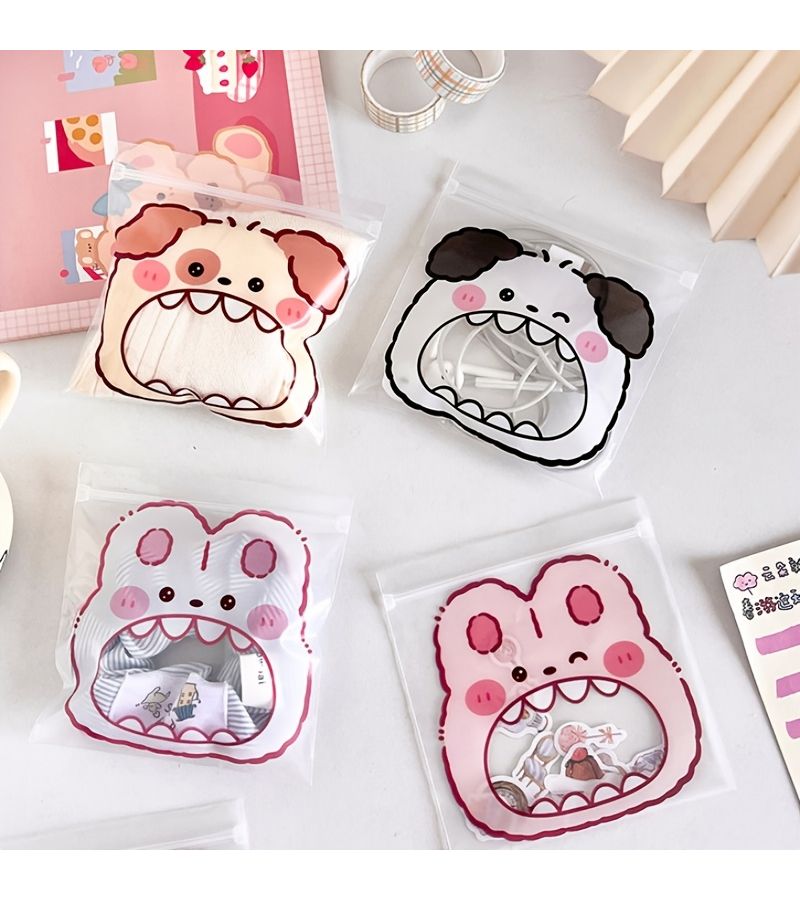 Design B Mix 20 Pack Clear Cartoon Self Sealing Zipper Bags For Candy Cookies Toys Storage - Image 3
