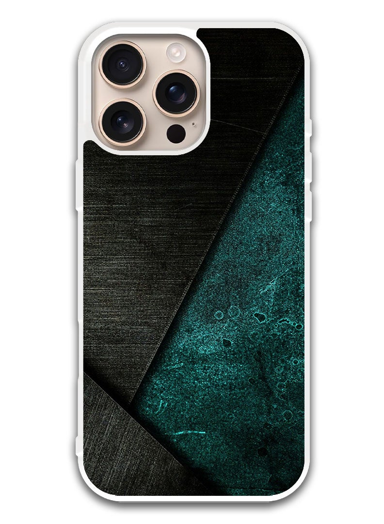 Theodor Protective Case Cover For APPLE IPHONE 16 Pro Black Dark Green Pattern (White Bumper) - Image 1