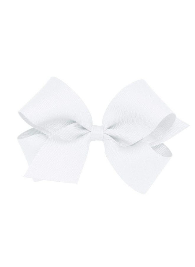 Wee Ones Girlsclassic Grosgrain Hair Bow On A Weestay Clip With Plain Wrap Medium White  - Image 2