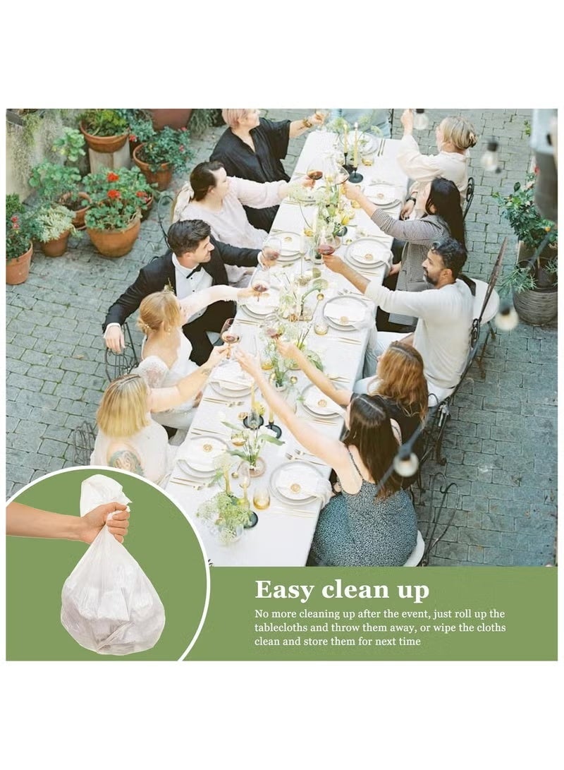 4 حزمة مناشف الطاولة القابلة للتصرف بلاستيك مستطيل الجدول قماش مقاوم للماء غطاء الجدول الزخرفي لحزب الشواء الزفاف في الأماكن الداخلية أو في الهواء الطلق - Image 3