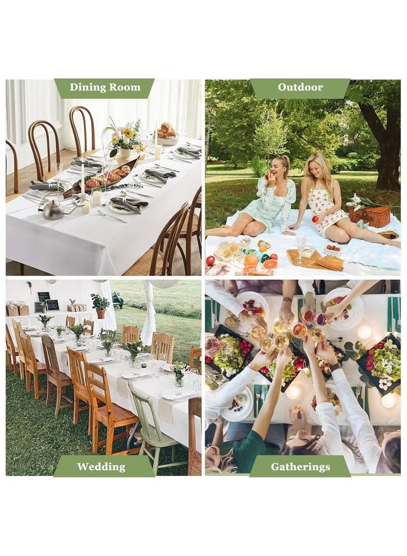 4 حزمة مناشف الطاولة القابلة للتصرف بلاستيك مستطيل الجدول قماش مقاوم للماء غطاء الجدول الزخرفي لحزب الشواء الزفاف في الأماكن الداخلية أو في الهواء الطلق - Image 2