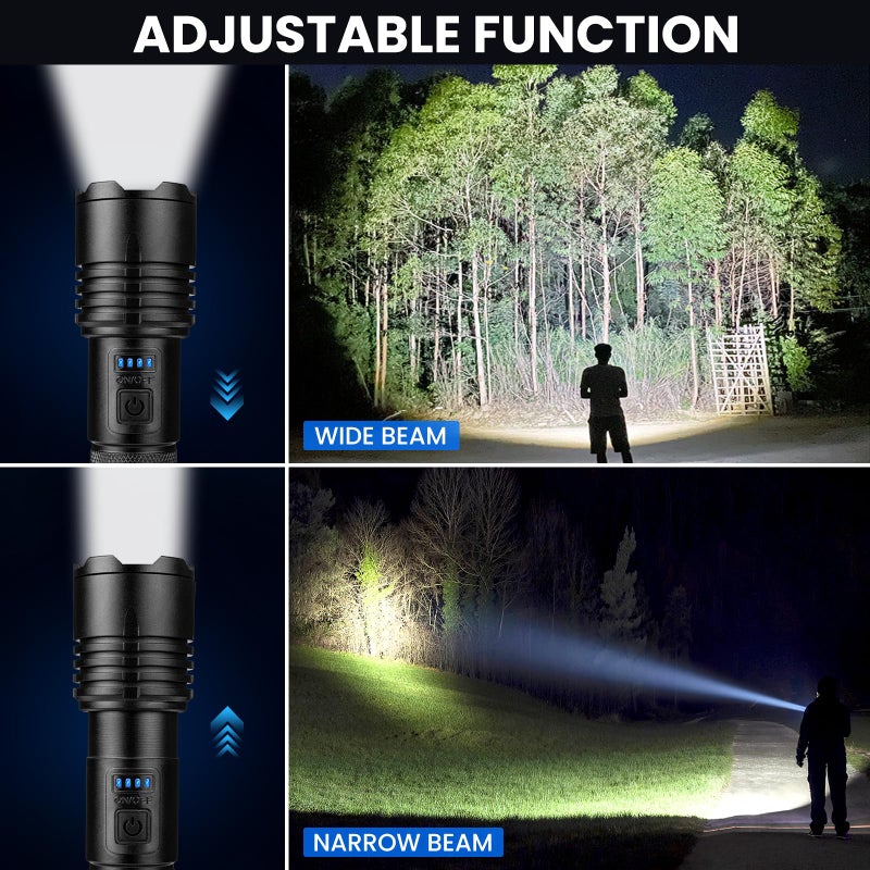 crazybrace Rechargeable Led Flashlights High Lumens 3Pack, 99000 Lumen Super Bright Flash Light with 3 Modes & Adjustable 2 Beam, Brightest Waterproof Flashlight 15H Long Runtime for Hiking Camping - Image 4