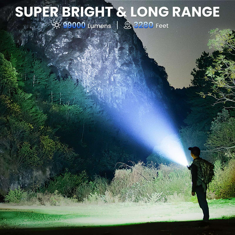 crazybrace Rechargeable Led Flashlights High Lumens 3Pack, 99000 Lumen Super Bright Flash Light with 3 Modes & Adjustable 2 Beam, Brightest Waterproof Flashlight 15H Long Runtime for Hiking Camping - Image 2