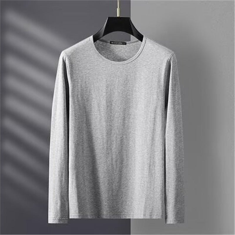 2024 Autumn and Winter Long Sleeve T-shirt Mens Inner Warm Jacket Base Shirt Autumn Clothes Round Neck plus size T-shirt Top Clothes White  - Image 3