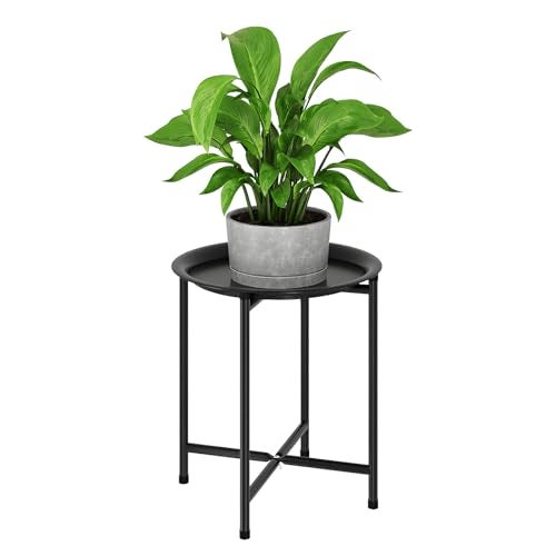 Bamworld Plant Stand Indoor Tall Plant Table for Large Plants Outdoor Plant Stool Metal Plant Holder for Patio Garden Balcony Living Room Black - Image 1
