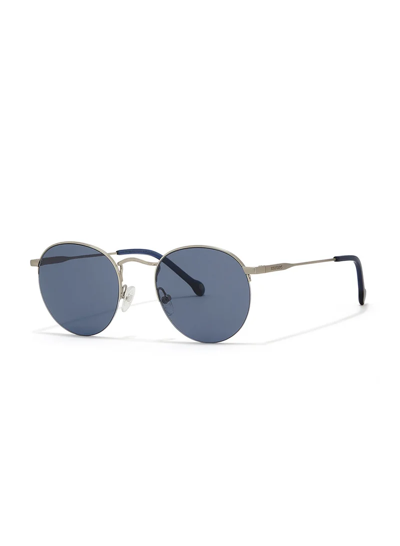 30Sundays Retro,Unisex Sunglasses, Round Sunglasses, UV Protection: UV400 (Silver,Blue)