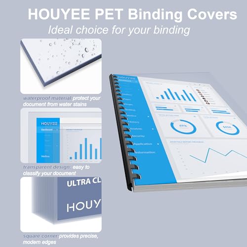 HOUYEE 100 Pack Ultra Clear Binding Presentation Covers, Clear Report Covers, Polythylene Terephthalate,8 Mil,8-1/2 x 11 Inches, Letter Size - Image 4