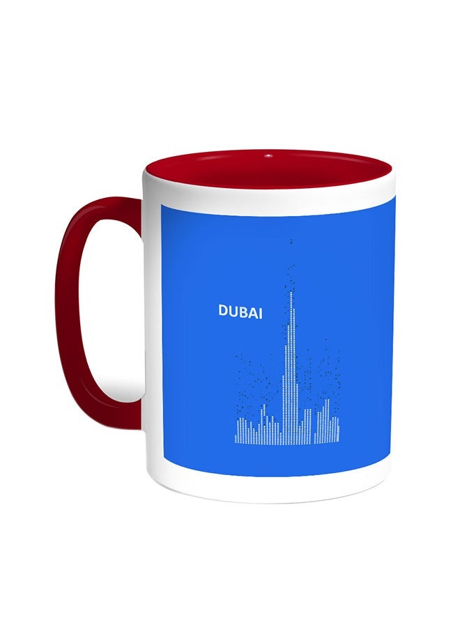 Abstract Drawing - Dubai Towers Printed Coffee Mug Red/White 11ounce