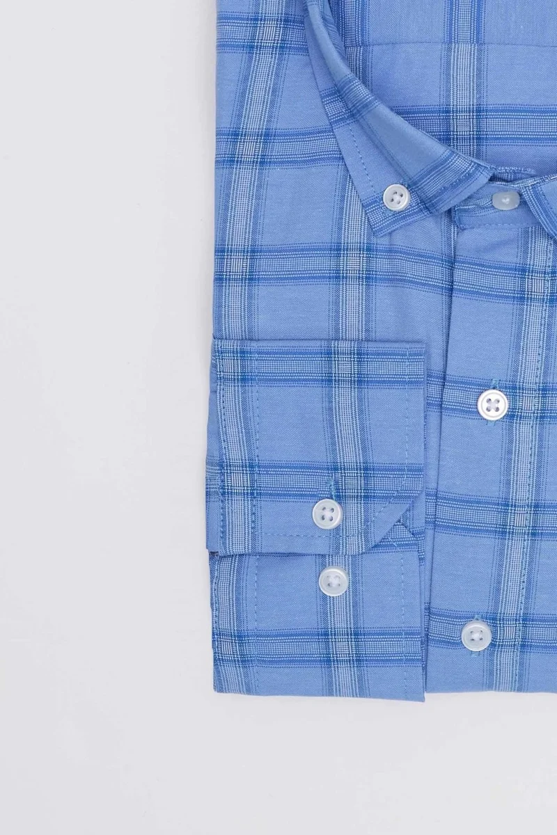تودورس Plus Size Button Collar Checked Cotton Men's Shirt
