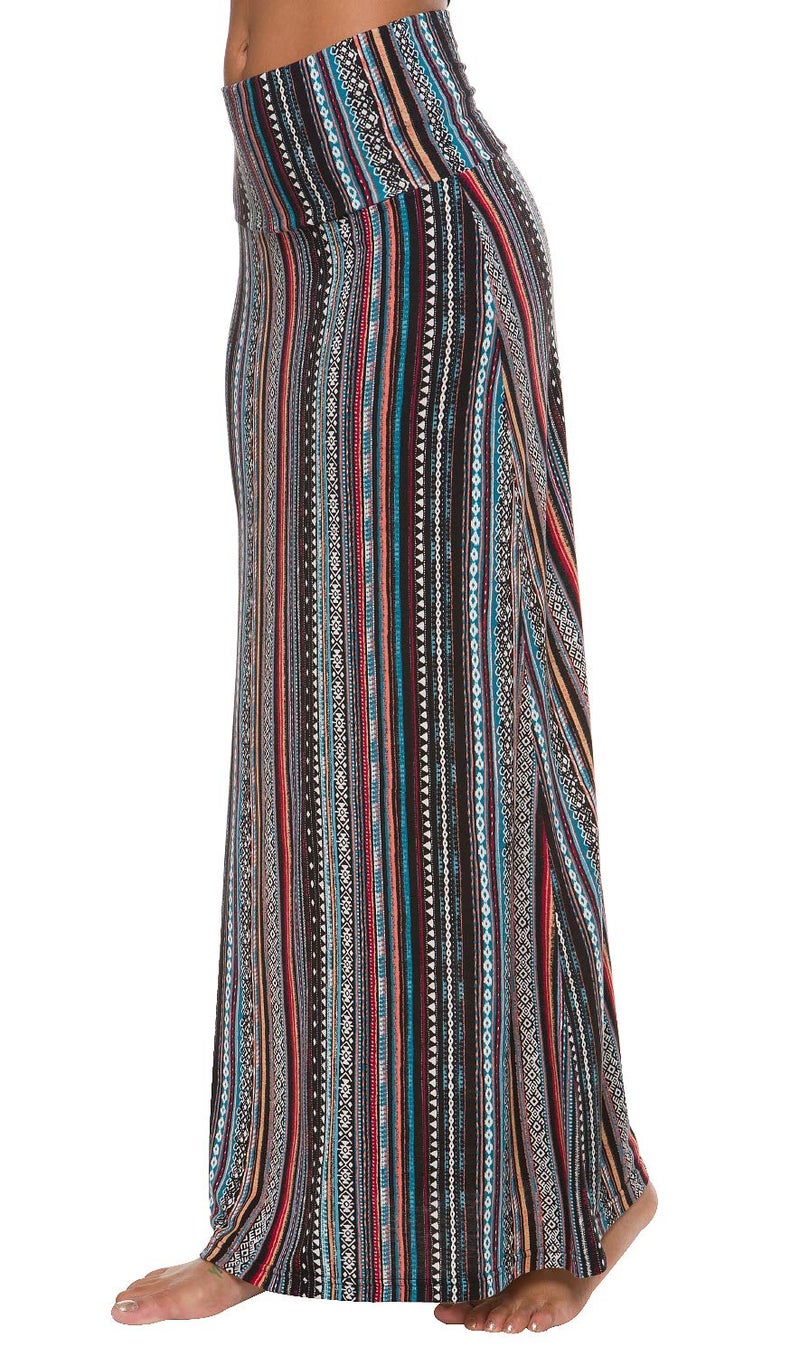 EXCHIC Women's Boho Flod Over Long Maxi Skirt Elastic High Waisted Long Skirts for Women (6, Small) - Image 5
