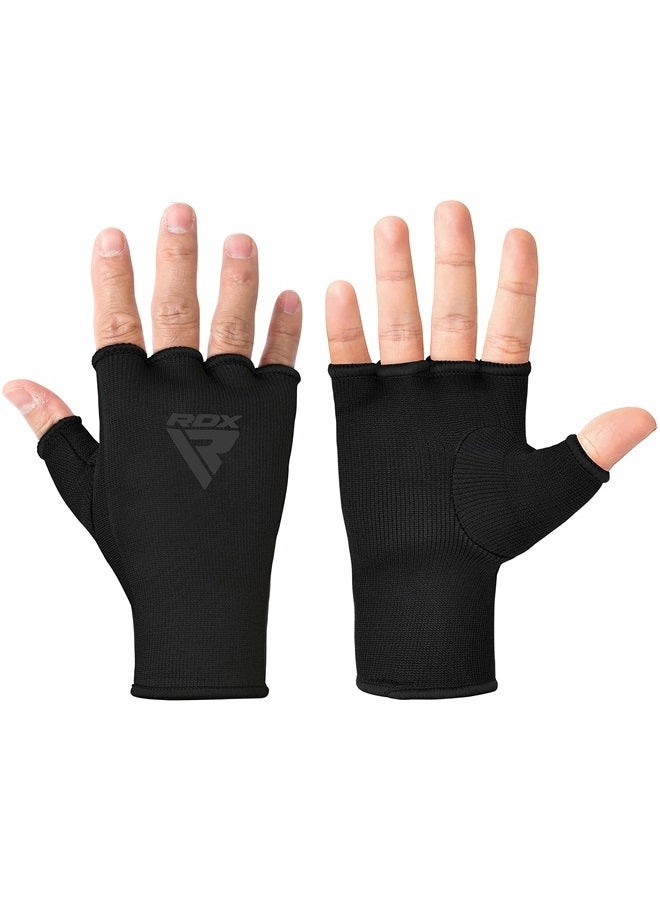 Rdx Boxing Hand Wraps Inner Gloves Men Women, Half Finger Elasticated Bandages, Under Mitts Fist Protection, Muay Thai, Kickboxing, MMA, Martial Arts Speed Bag Punching Training (Full Black, L) - Image 2