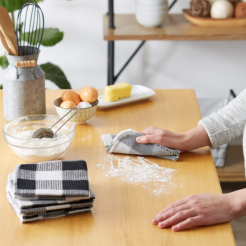 DII Scrubber Dishcloths Collection Windowpane Dishrag Set, 12x12, Black Buffalo Check, 6 Piece - Image 4