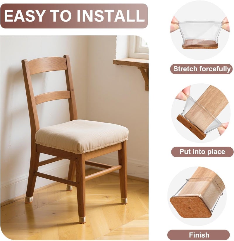 YOZON Chair Leg Floor Protectors Rectangle Chair Leg Protectors for Hardwood Floors Silicone Caps Felt Furniture Pads Covers Anti-Scratch Reduce Noise 32 Pack Clear Fit Perimeter 5" to 5‑7/8" - Image 5
