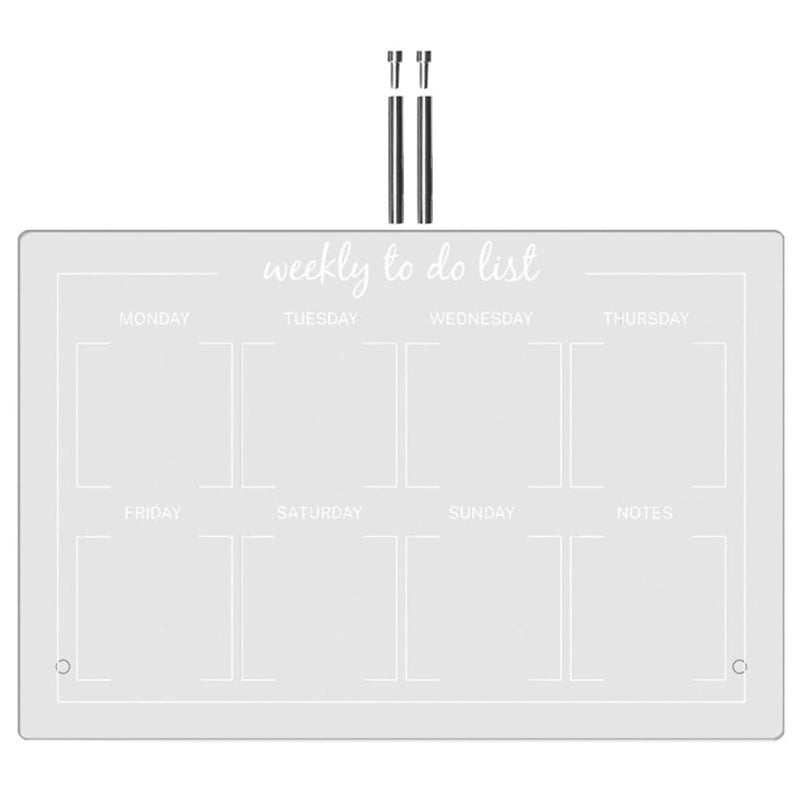 Acrylic Dry Erase Memo Board With 2 Push Pins 6 Markers For Office Home Desktop - Image 2