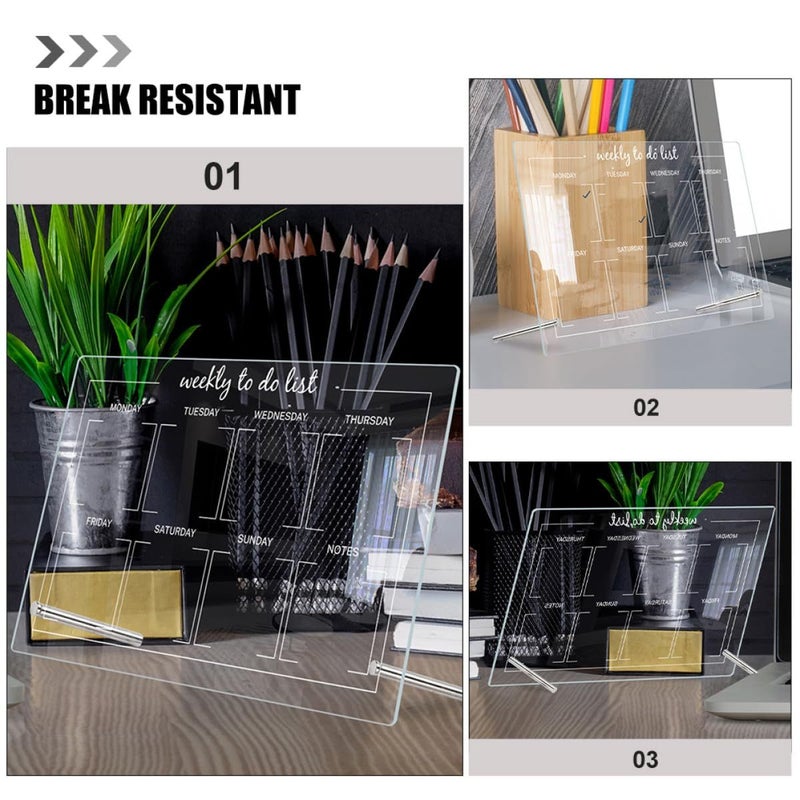 Acrylic Dry Erase Memo Board With 2 Push Pins 6 Markers For Office Home Desktop - Image 4