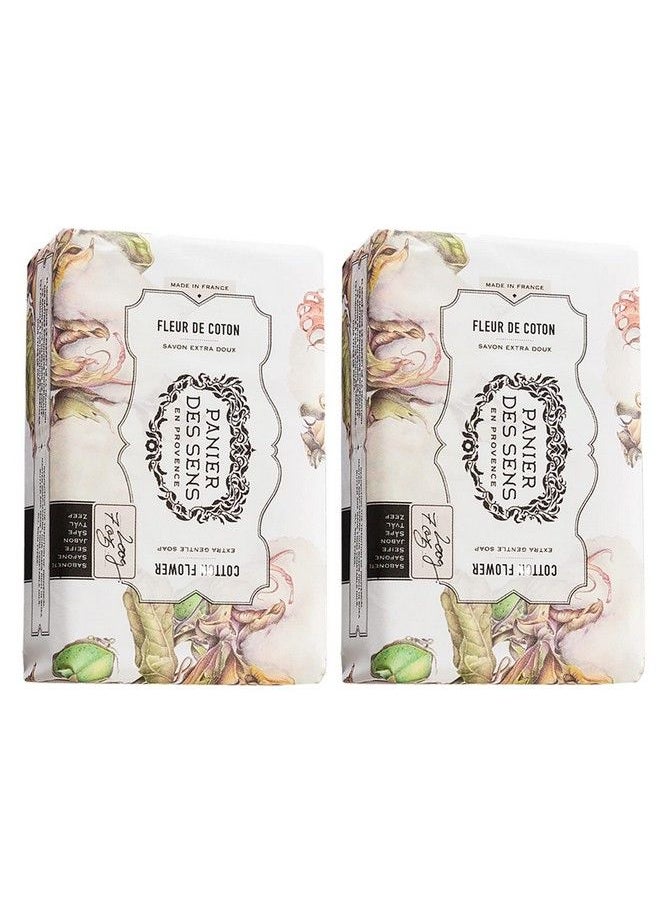 PANIER DES SENS Cotton Flower Shea Butter Natural Bar Soap Bath & Body Soap Bars Made In France 95% Natural 2 Bars 7Oz/200G Each  - Image 1