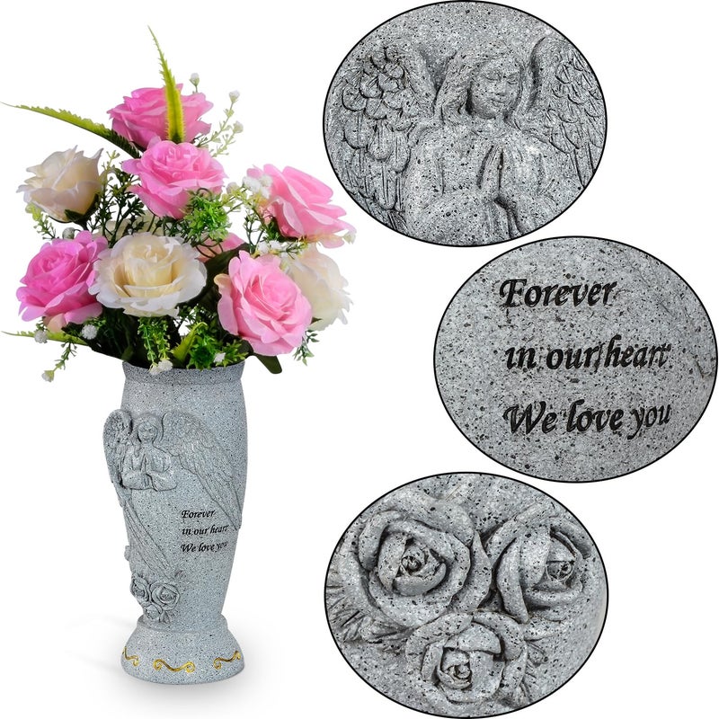 XONOR Cemetery Vase  Memorial Grave Vase with Ground Spikes  Angel Vases for Fresh/Artificial Flowers  Grave Flowers Holder for Cemetery Headstone (2Pcs  Flowers are NOT Included) - Image 5