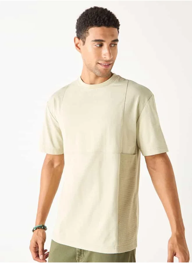 Lee Cooper Lee Cooper Textured Cut and Sew T-shirt with Crew Neck