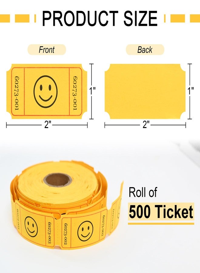 L LIKED 500 Raffle Tickets, Smile,Yellow(6 Color Selection), Single Roll, Ticket for Events, Entry, Class Reward, Raffle & Prizes - Image 2