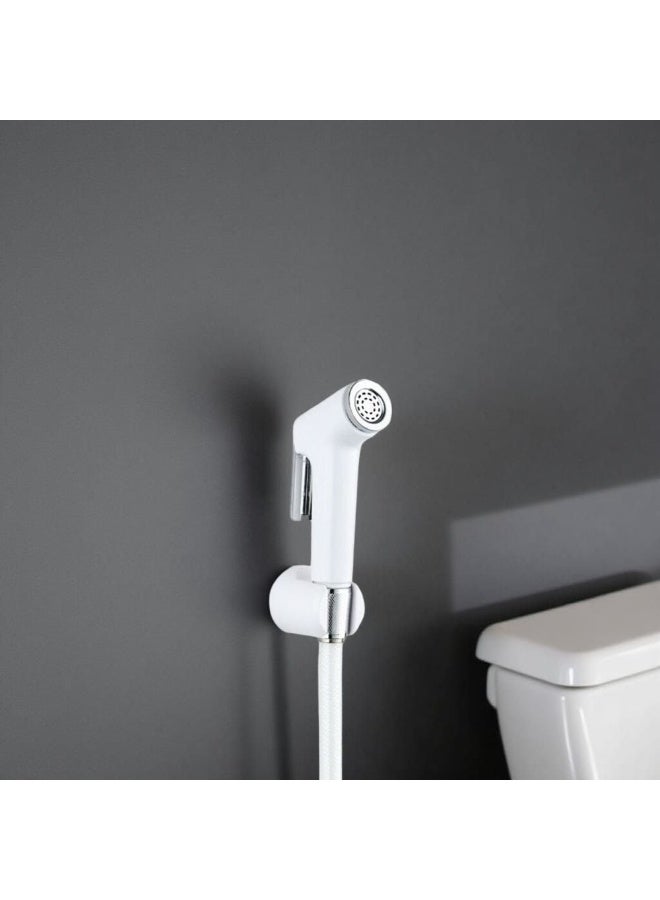 DANUBE HOME Milano Plus Royal Shattaf Set – Premium Handheld Hose & Holder| Pvc Finish, Leak-Proof Design, Ideal for Bathroom Hygiene & Comfort White