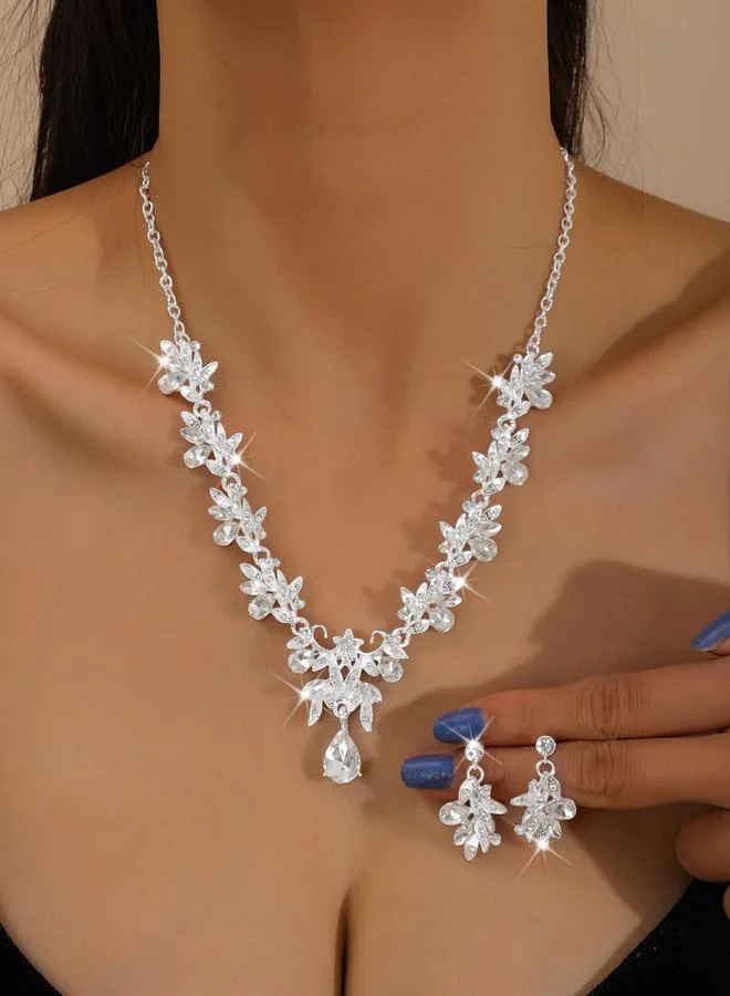 Take Two 2-Piece Embellished Rhinestone Drop Necklace and Earrings Jewelry Set