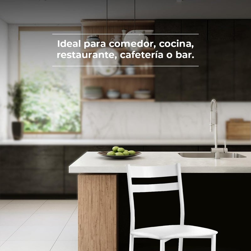 ASTIMESA Kitchen Chair Metal Open Back White 38cm x 45cm x 40cm - Image 4