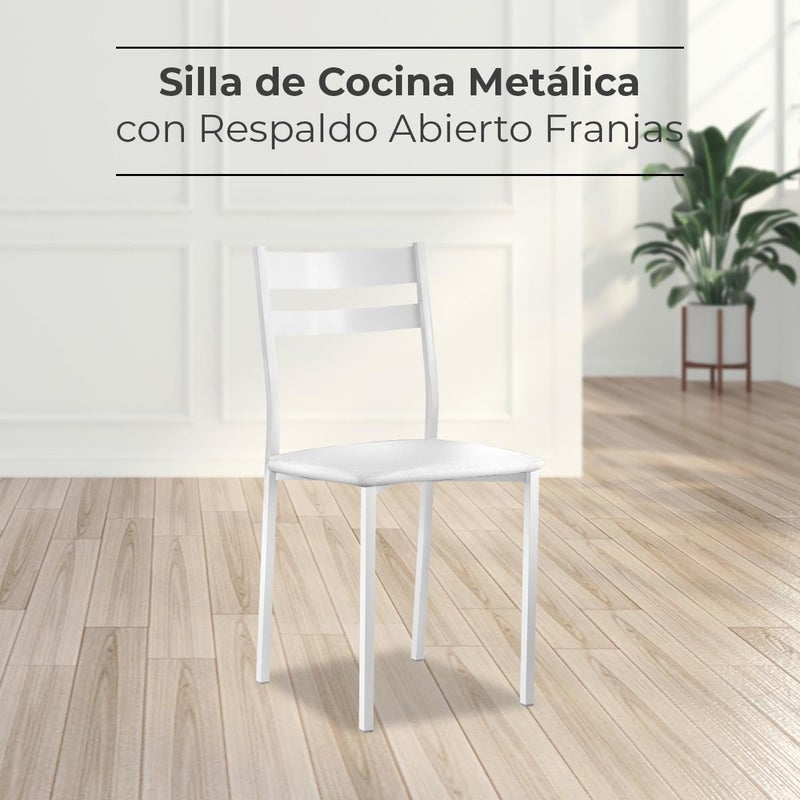 ASTIMESA Kitchen Chair Metal Open Back White 38cm x 45cm x 40cm - Image 2
