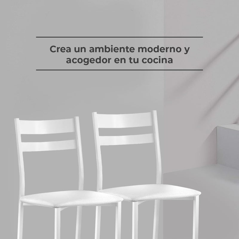 ASTIMESA Kitchen Chair Metal Open Back White 38cm x 45cm x 40cm - Image 3