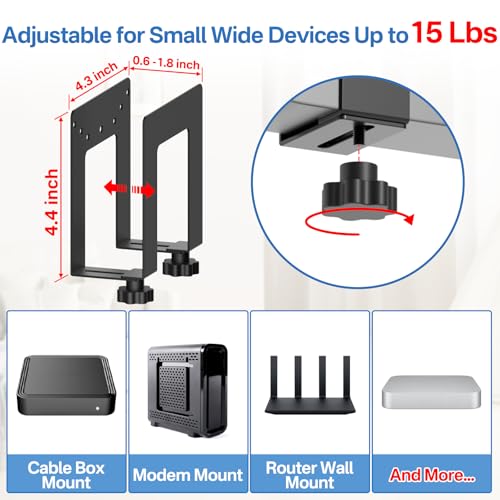Chunxiao Adjustable Wall Mount for Cable Box | Router Mount | Modem Mounts, Cable Box Mount Behind TV for Streaming Media, DVD Players and More Small or Narrow Devices Shelf - Image 2