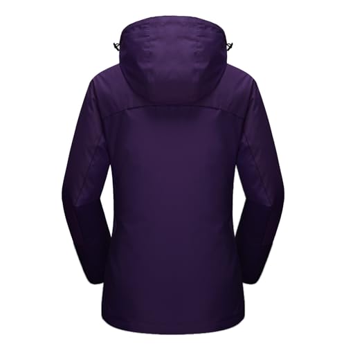 MAGCOMSEN Winter Coats for Women Waterproof Insulated Snow Jacket Fleece Lined Jacket 3 In 1 Jacket Snowboarding Jacket Dark Purple L - Image 2