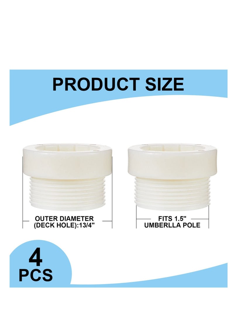 Pool Umbrella Stabilizer Adapter, Pool Umbrella Threaded Adapter Sleeves, Umbrella Pole Stabilizer, for Outdoor Patio Deck 1 3/4" Umbrellas Insert (White)  - Image 2