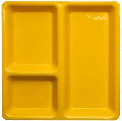 Everbuy® Food-Grade Virgin (Microwave-Safe) 3-Compartments Divided-Dinner Plate,Color-Yellow, Pack of 2 (Made in India) - Image 4