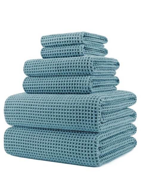 Oversize, 60 x 30 in., Quick Dry Lint Free Microfiber Bath Towel Set, 6 Piece (Green, Waffle Weave)