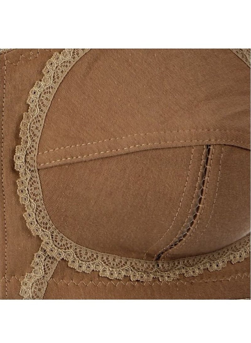 Lasso High quality Cotton Bras Non Padded Non Wired Elastic Belt - 2 Pieces - Colours (beige - brown) - Image 5