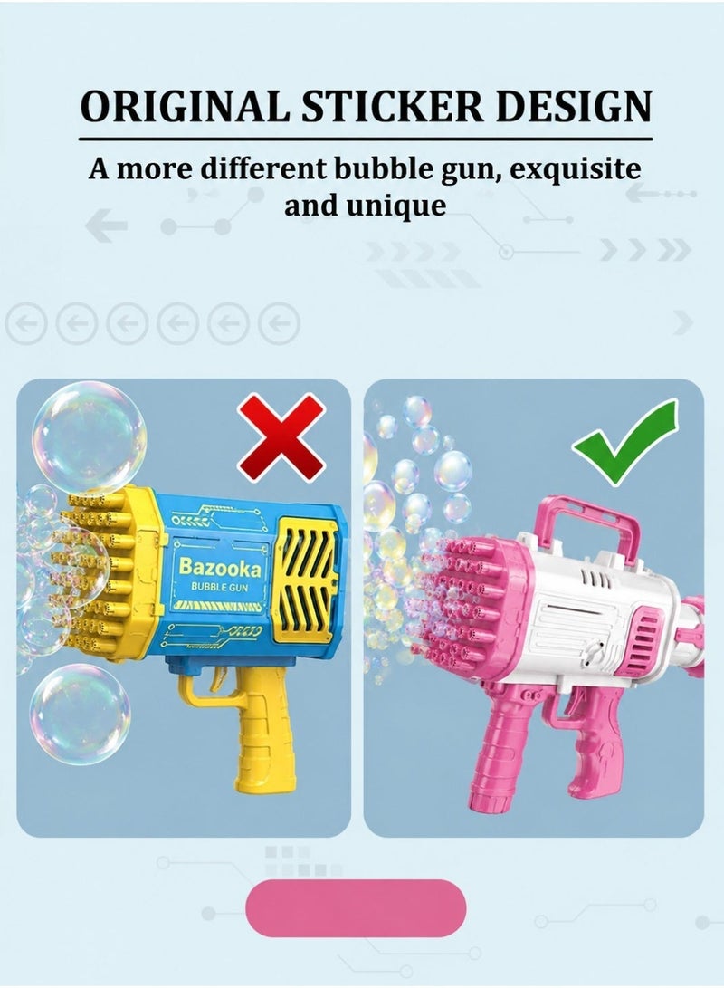 Bazooka 32 Hole Bubble Gun Bazooka for Kids Automatic Bubble Blaster Toy Battery Operated Bubble Machine with Rich Bubble Output Outdoor Summer Bubble Maker for Boys Girls Birthday Party Wedding Picnic Pink - Image 4