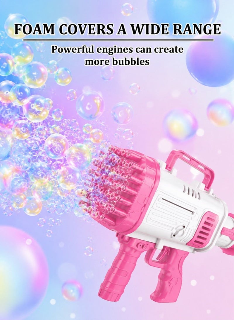 Bazooka 32 Hole Bubble Gun Bazooka for Kids Automatic Bubble Blaster Toy Battery Operated Bubble Machine with Rich Bubble Output Outdoor Summer Bubble Maker for Boys Girls Birthday Party Wedding Picnic Pink - Image 1