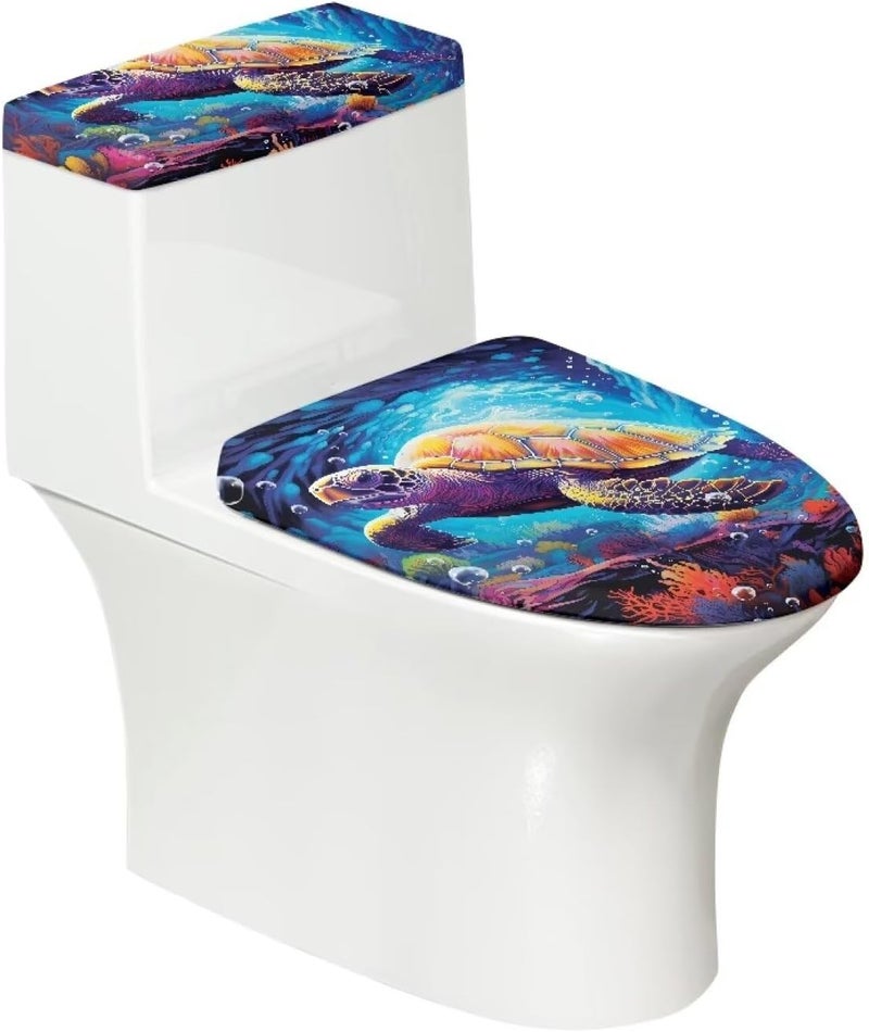 Vanideaoty Store أطقم غطاء مرحاض ودبابة السلاحف البحرية 2 قطعة للأطفال - Image 1