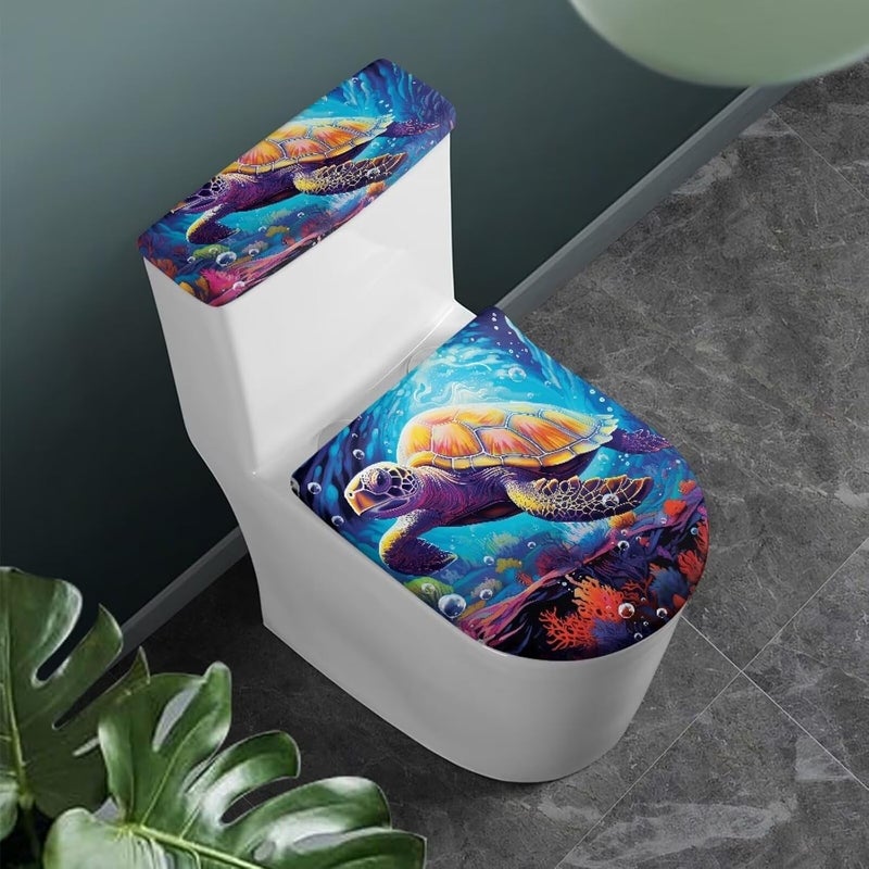 Vanideaoty Store أطقم غطاء مرحاض ودبابة السلاحف البحرية 2 قطعة للأطفال - Image 2