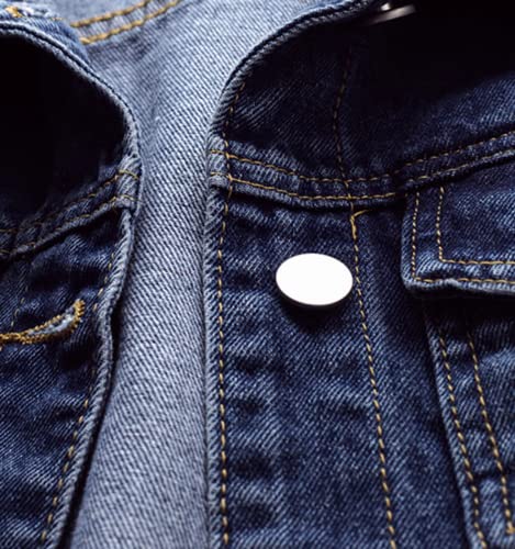 LifeShe Women's Basic Long Sleeve Button Down Distressed Denim Jackets Jean Jacket Coat - Image 3