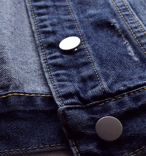 LifeShe Women's Basic Long Sleeve Button Down Distressed Denim Jackets Jean Jacket Coat - Image 4