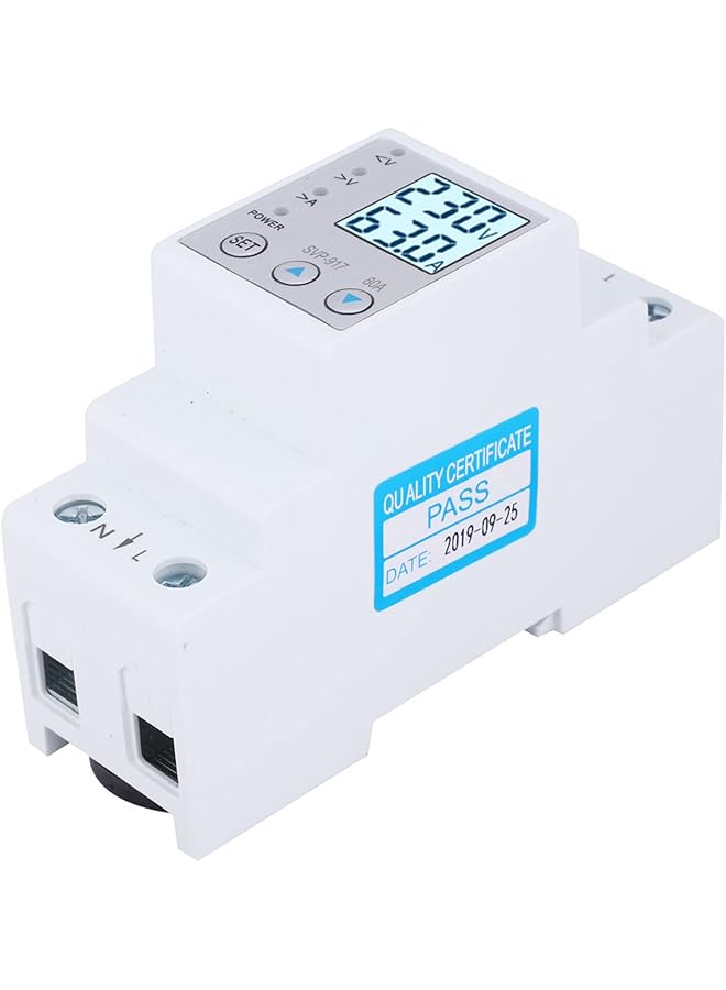 PROMASS Voltage Protector Relay, Single Phase Self Recovery Over and Under Voltage Protector Recovery, Current Limiting Protection, Protective Device with Voltage Current Power Display (80A)
