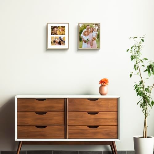Frametory فريماتوري - إطار صور ألومنيوم 8x10 - عرض صور 4x6 مع 2 فتحات مات - زجاج حقيقي أمامي - مع حامل للعرض الأفقي/الرأسي على الحائط - ذهبي 1 عبوة - Image 2