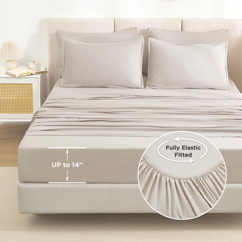 Litanika Litanika King Size Comforter Set Linen - 7 Pieces Bed in a Bag King Beddding Comforter Sets  Solid Lightweight Bed Set with Comforter  Sheets  Pillowcases & Shams  - Image 5