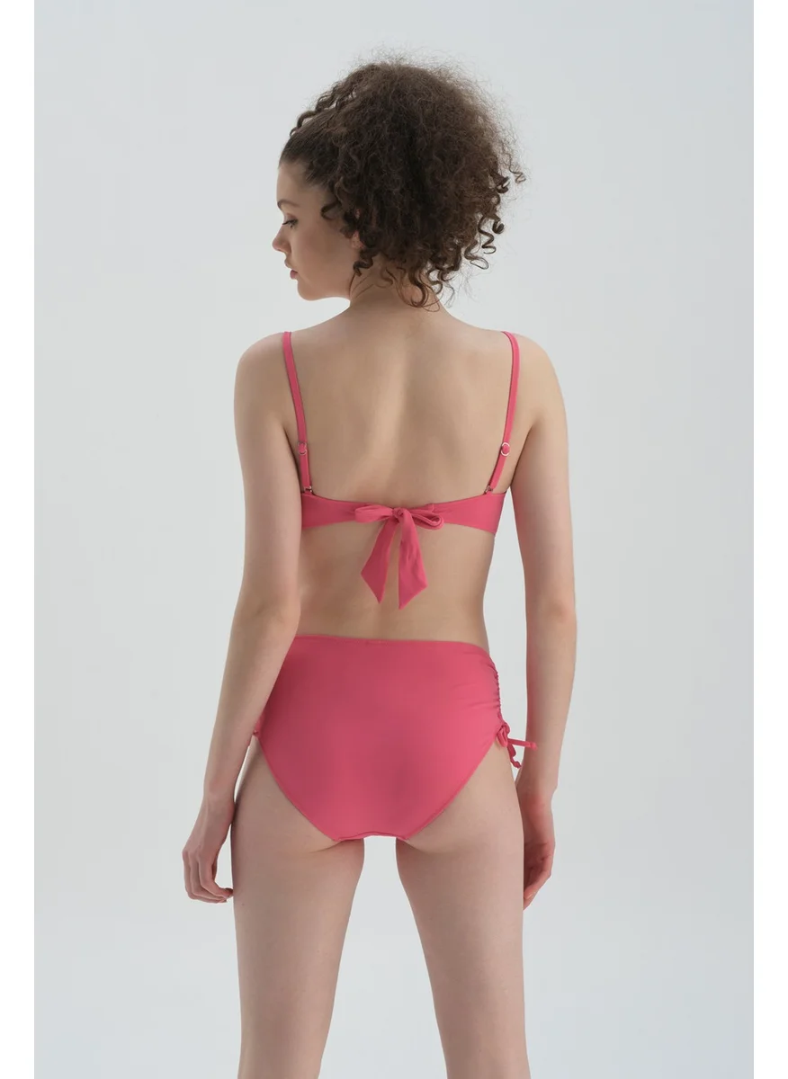 dagi Fuchsia Side Pleated Bikini Bottom