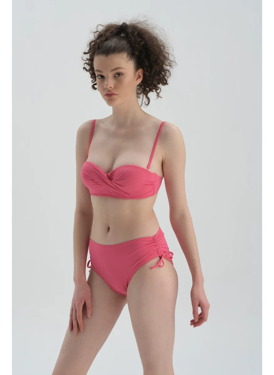 dagi Fuchsia Side Pleated Bikini Bottom