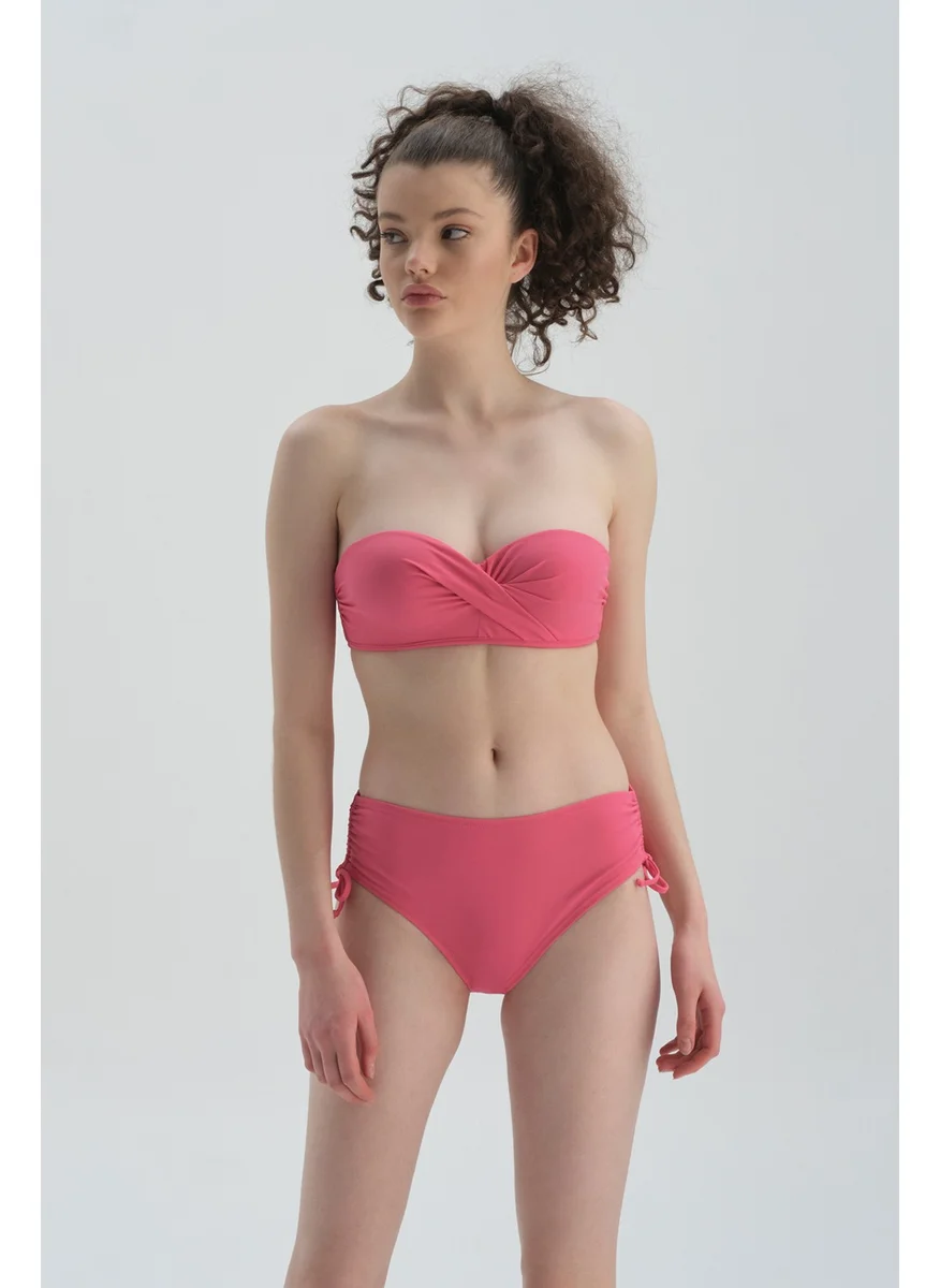 dagi Fuchsia Side Pleated Bikini Bottom