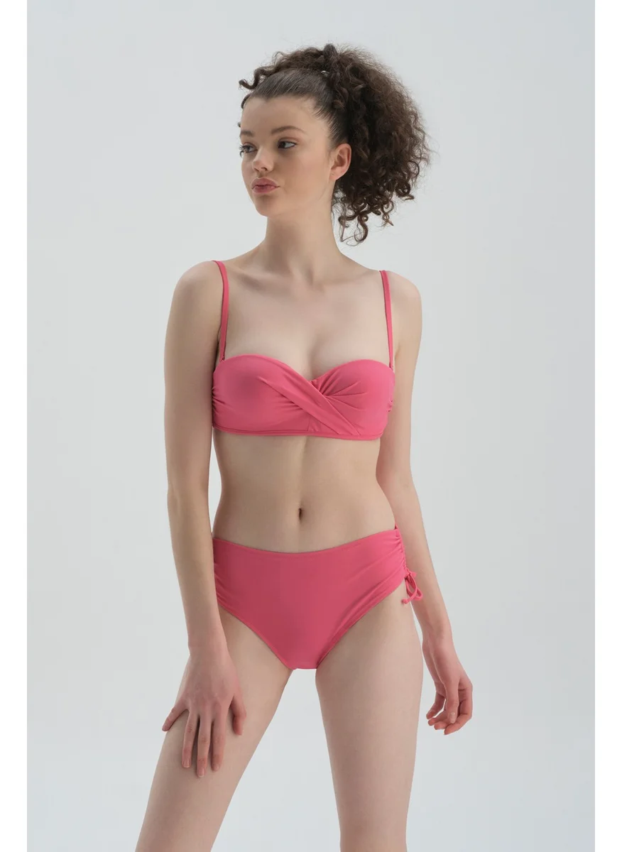 dagi Fuchsia Side Pleated Bikini Bottom