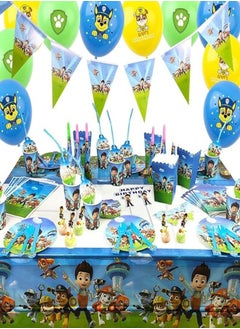 Go4Shop Paw Patrol Birthday Decorations and Supplies,Kids Paw Patrol Party Supplies with Birthday Banner for 10 Guests, Paw Patrol decorations Cake Plate,Cupcake Topper,Napkins,and More,Set of 151 Pieces.  - Image 1