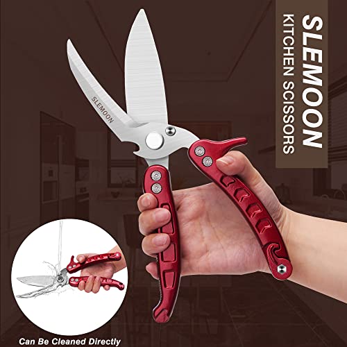 SLEMOON Kitchen Shears Heavy Duty Poultry Shears Meat Cutting Dishwasher Safe and Stainless Food Kitchen Scissors for Chicken Turkey Thanksgiving,Burgundy - Image 2