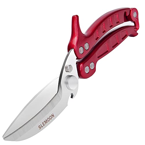 SLEMOON Kitchen Shears Heavy Duty Poultry Shears Meat Cutting Dishwasher Safe and Stainless Food Kitchen Scissors for Chicken Turkey Thanksgiving,Burgundy - Image 1